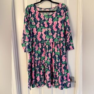Lilly Pulitzer Floral Dress - Pink and Green on Navy